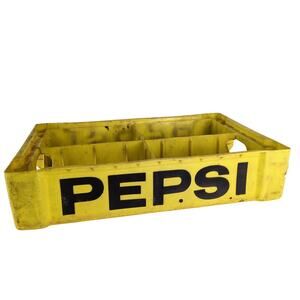 Vintage Yellow Black Plastic Pepsi Cola Crate 4 Cell Tray 18x12x4" Union Carbide